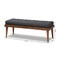 Baxton Studio Linus Mid-Century Dark Grey Upholstered and Button Tufted Wood Bench 156-9302 - alternate 5
